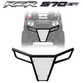 Utv-5371-001 50 Caliber Racing Rzr Front Bumper Skid Plate Led Tabs Black Frame Polaris 570 800 Xp900 White
