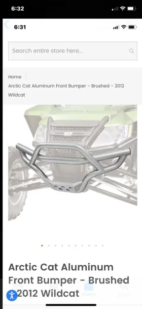 1436-718 Arctic Cat Wildcat Aluminum Front Bumper Brushed