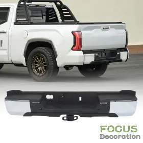Fd2320608dn Focus-decoration Step Rear Bumper With Tow Hitch Satin Chrome New For Toyota Tundra 2022-2024