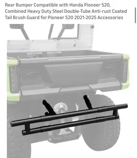 Litmiracle Zaxs0395 Rear Bumper Guard Honda Pioneer 520 2021-2025 Heavy Duty Steel Brush