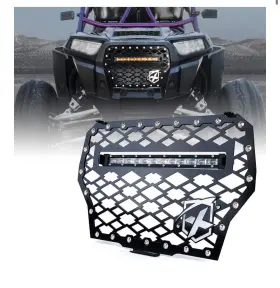 Utvpgg2flag Xprite Black Steel Front Mesh Grille 2017-2018 Polaris Rzr 1000 Xp Turbo