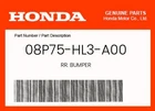 Honda Genuine Rr. Bumper 08P75-HL3-A00 New. Price: $238.63.