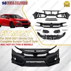 Type Style Complete Front Bumper Kit W/ Grille & Lip For 2016-21 Honda Civic New. Price: $311.89.