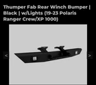 Thumper Fab TF010601-BK-L Rear Winch Bumper Polaris Ranger New. Price: $699.00.