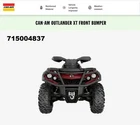 Can-am Oem Base Outlander Xt Front Bumper Bar, Black- 715004837 New. Price: $164.99.