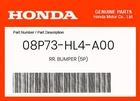 Honda Genuine Rr. Bumper (5P) 08P73-HL4-A00 New. Price: $219.21.